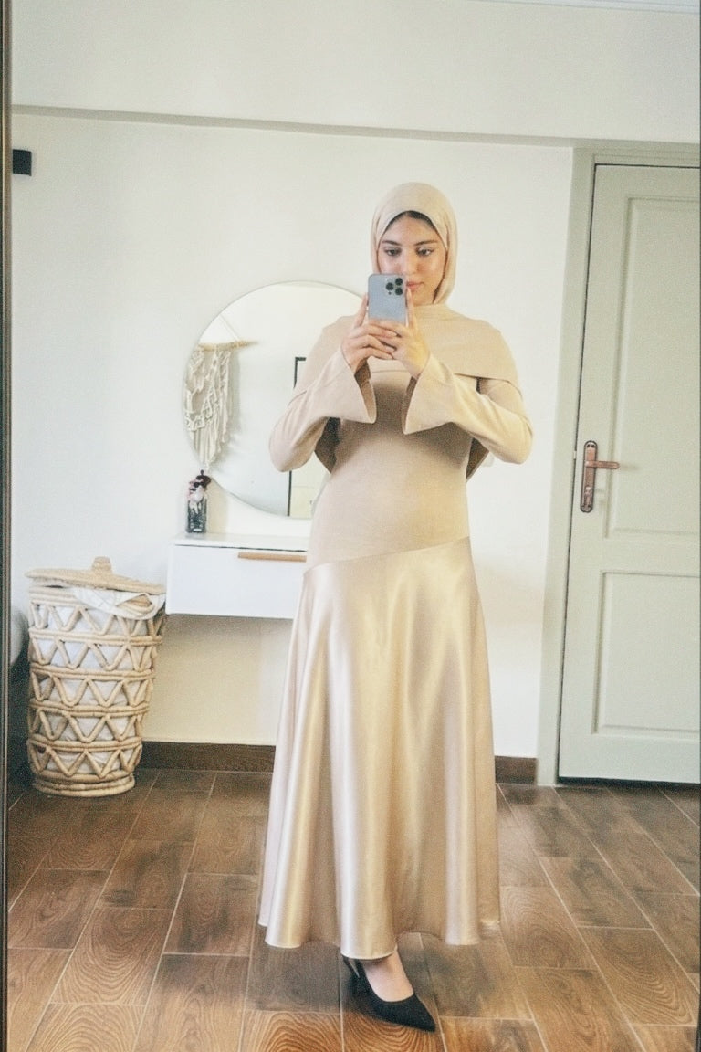 Satin Mix Dress – Matte & Shine